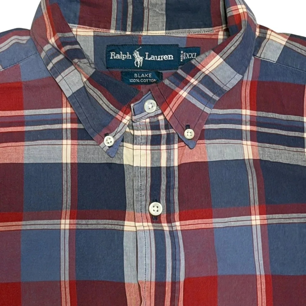 Polo Ralph Lauren Blake Mens XXL Plaid Short Sleeve Button Down Shirt